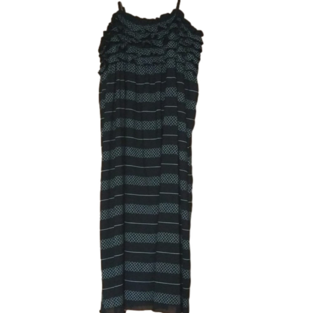 Max STUDIO SIZE SMALL RUFFLED BLACK & WHITE STRIPED MINI DRESS